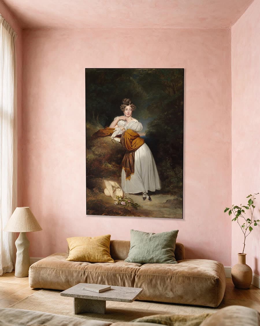 Sophie Guillemette, groothertogin van Baden (1801-1865) in een aluminium frame aan dezelfde muur