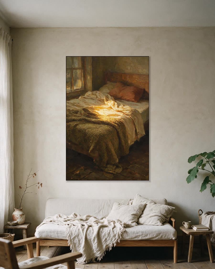 Bed bij het raam in een aluminium frame aan dezelfde muur