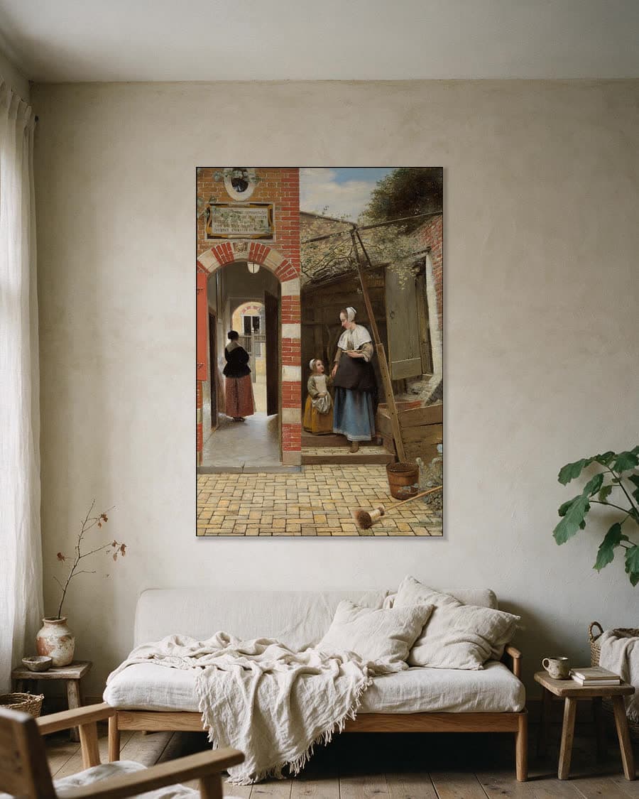 Binnenplaats van een huis in Delft in een aluminium frame aan dezelfde muur