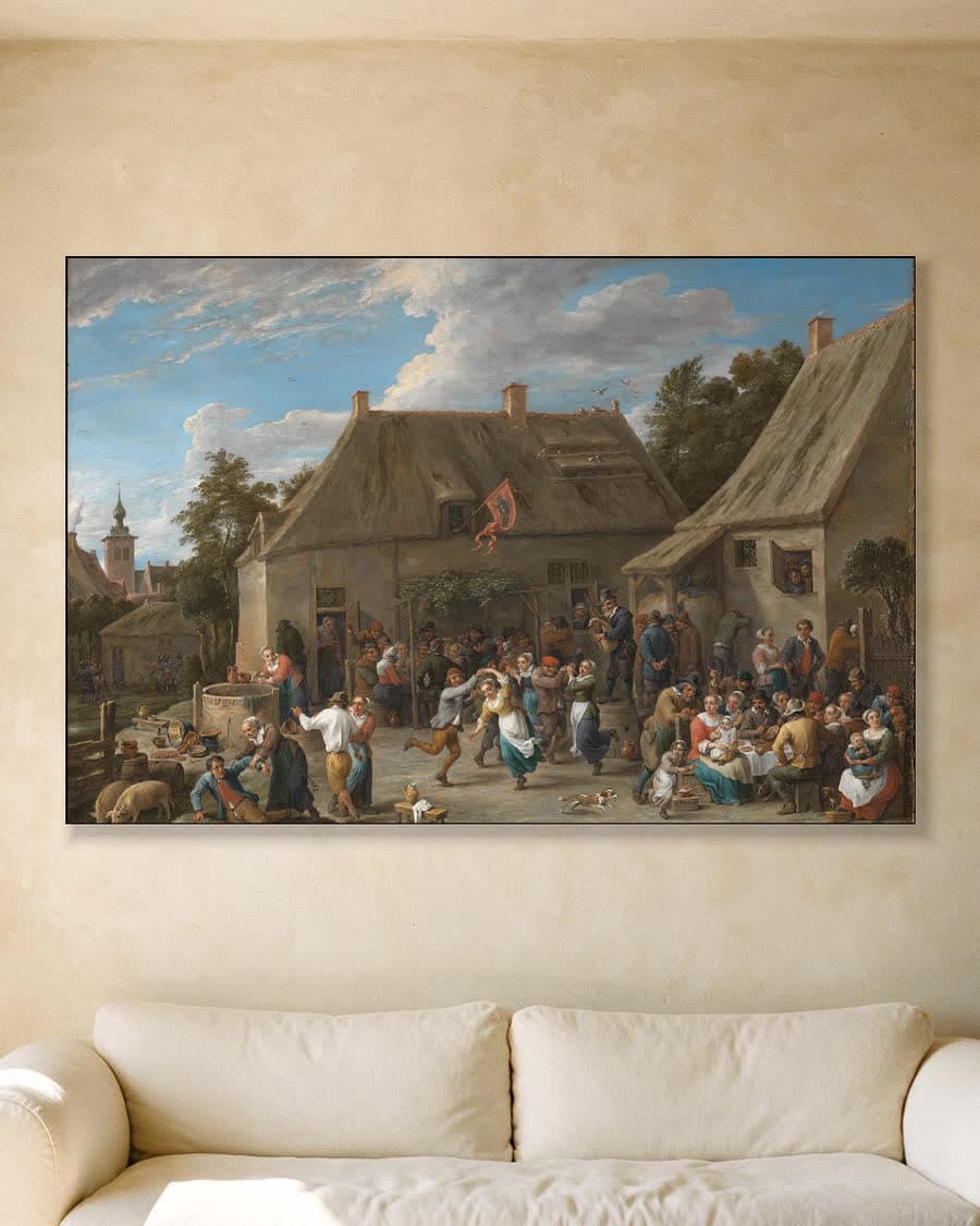 Kermis op Sint-Jorisdag in een aluminium frame aan dezelfde muur