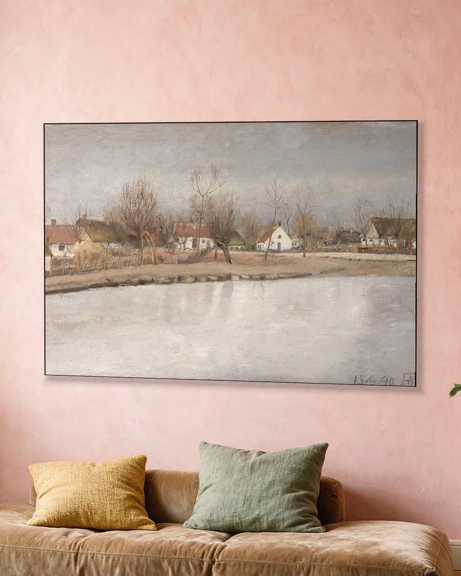 De dorpsvijver in Ring in een aluminium frame aan dezelfde muur