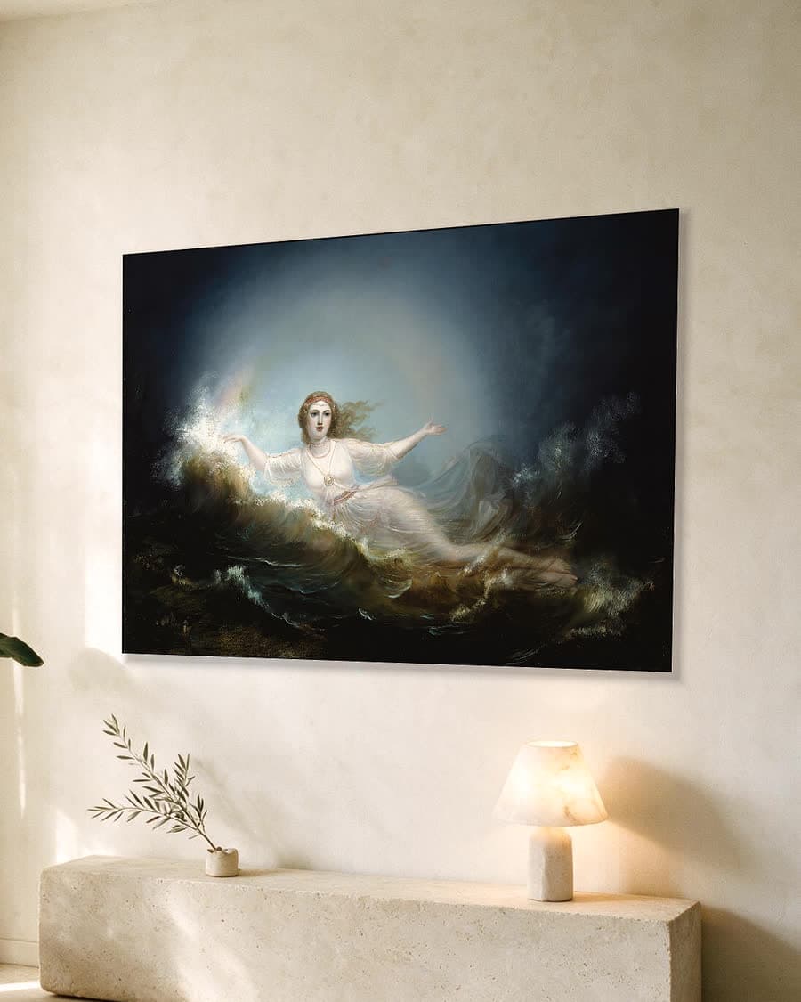 Ilmatar (Kalevala, 1860) in een aluminium frame aan dezelfde muur