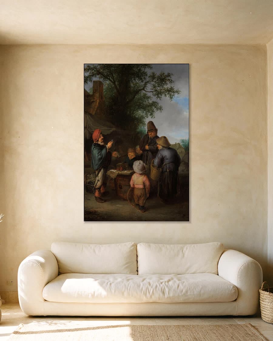 De kwakzalver in een aluminium frame aan dezelfde muur