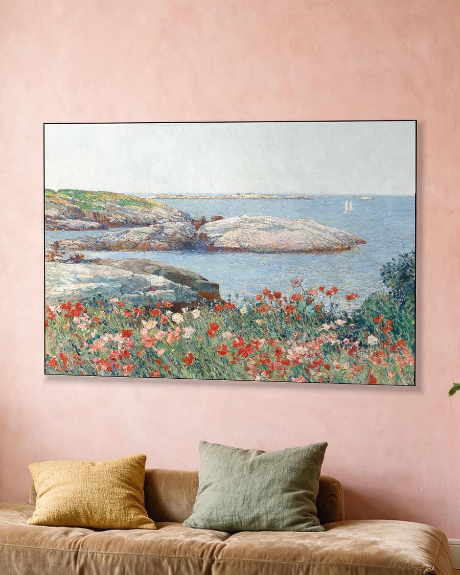 Klaprozen, Isles of Shoals in een aluminium frame aan dezelfde muur