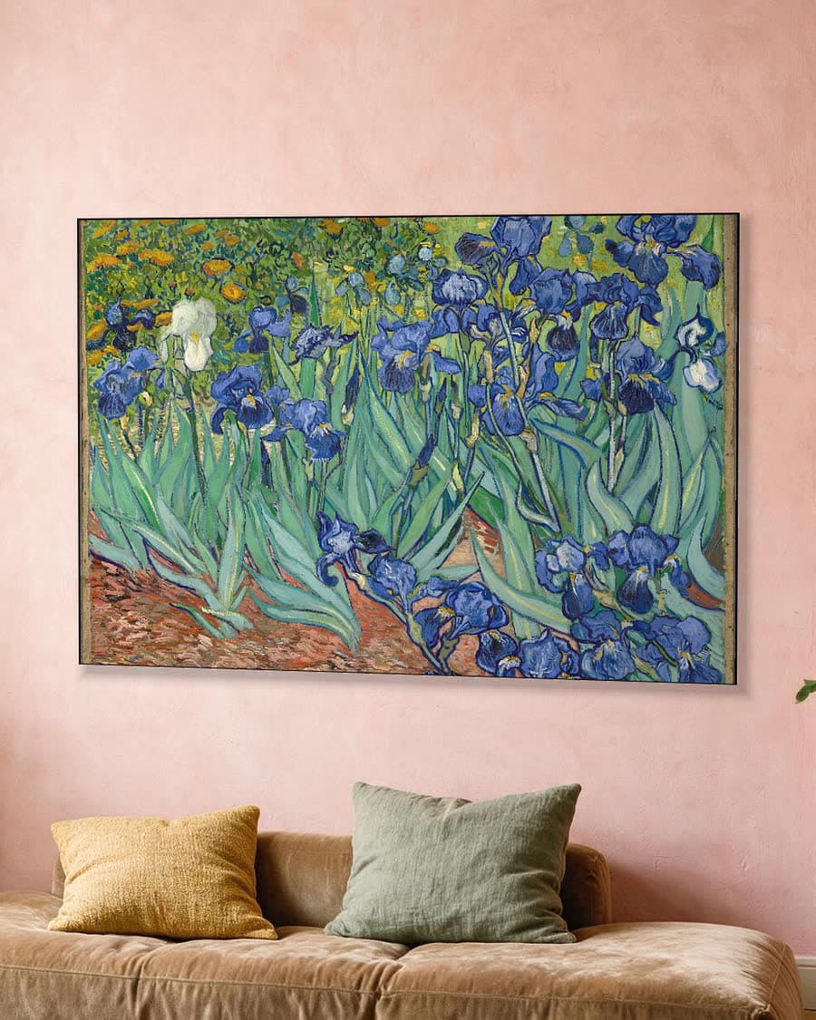 Irissen in een aluminium frame aan dezelfde muur
