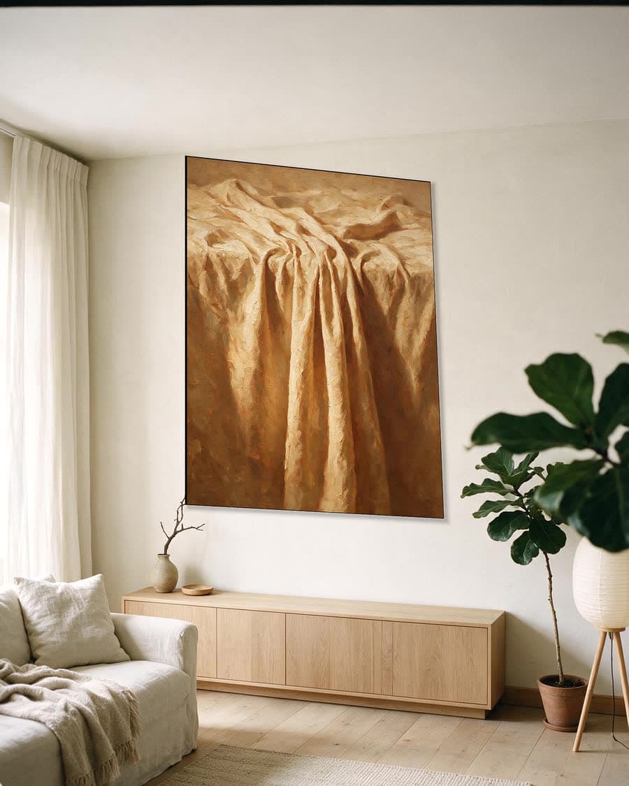 Kleed over de rand in een aluminium frame aan dezelfde muur