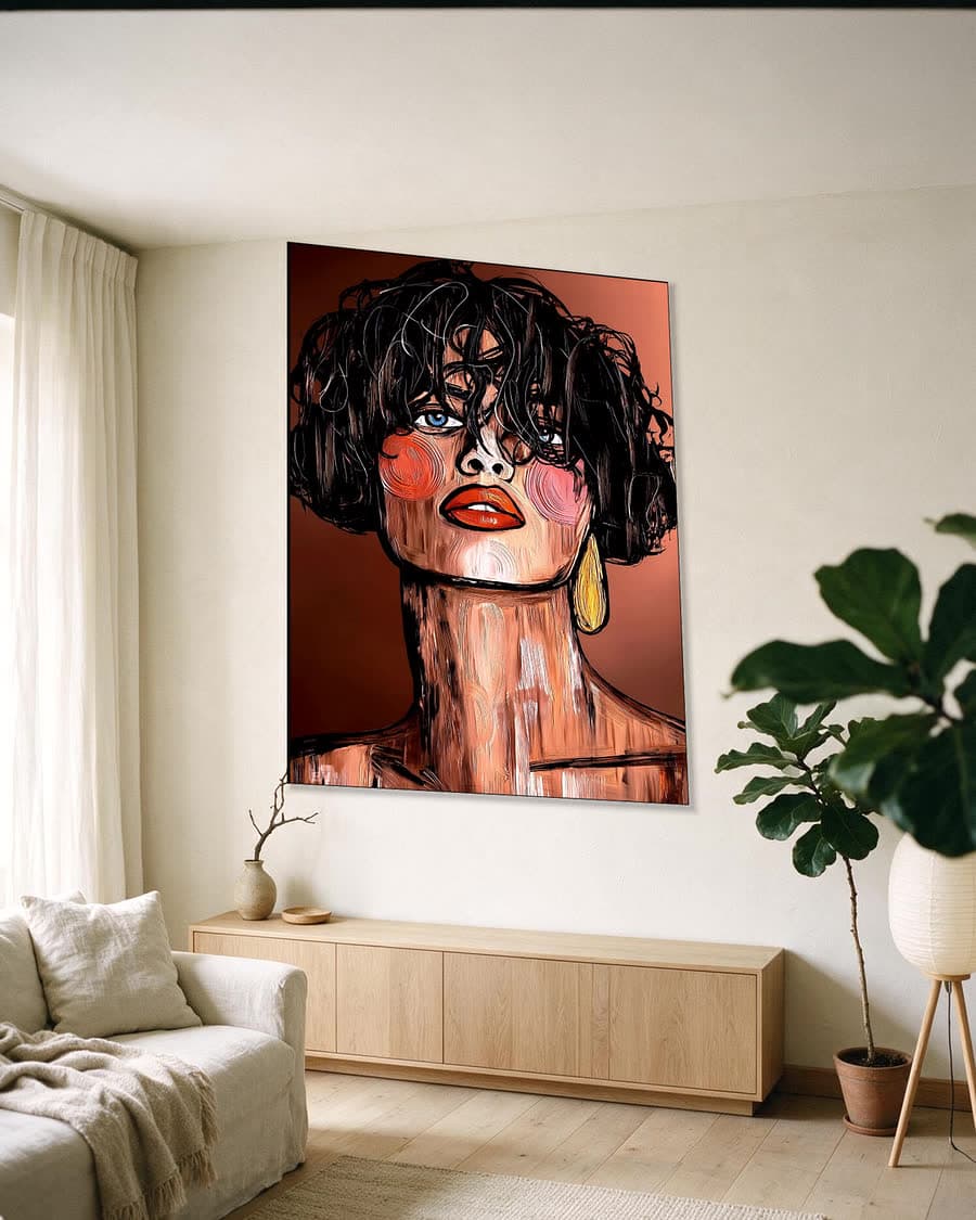Blauwe blik in een aluminium frame aan dezelfde muur