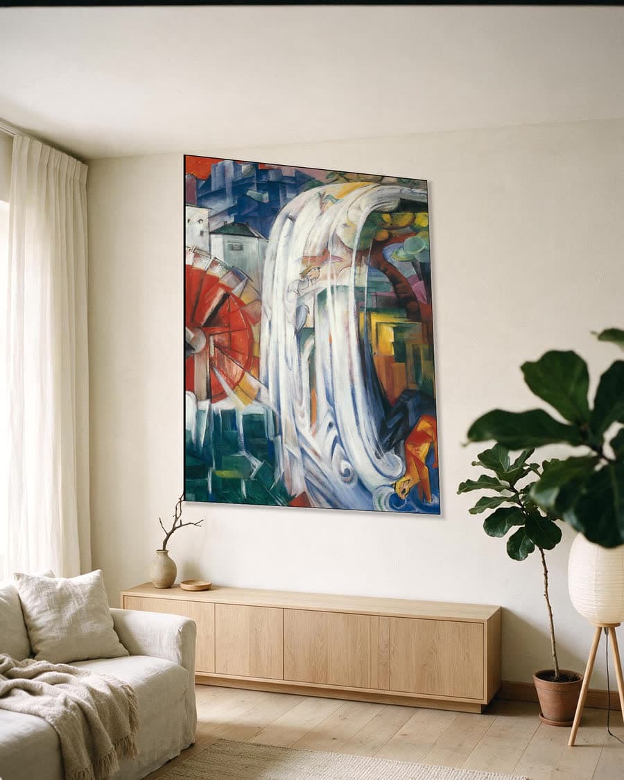 De Waterval in een aluminium frame aan dezelfde muur