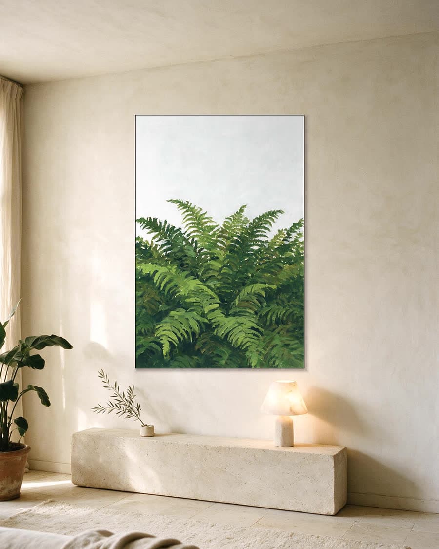 Varens tegen de lucht in een aluminium frame aan dezelfde muur
