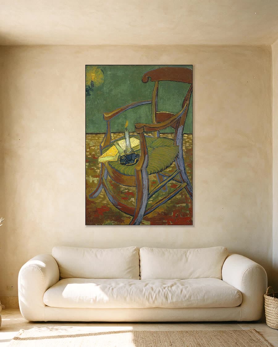 De stoel van Gauguin in een aluminium frame aan dezelfde muur