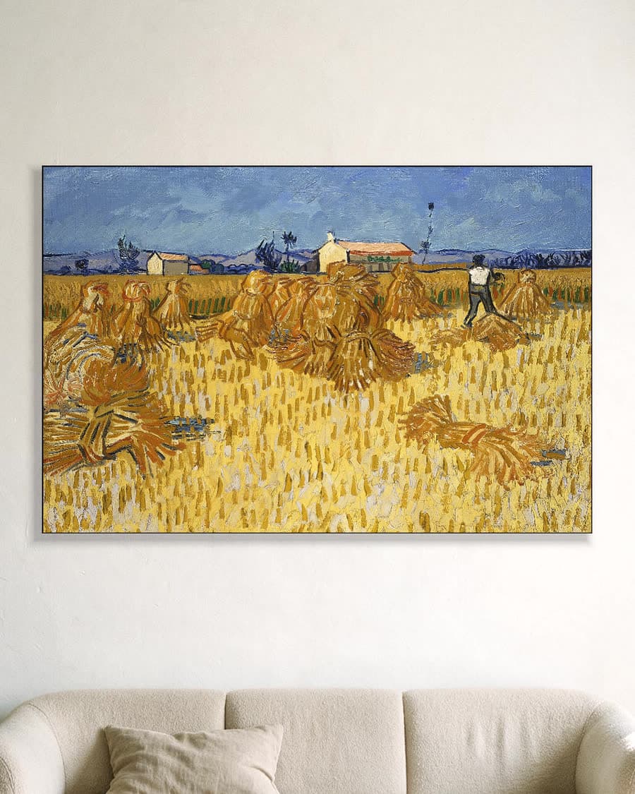 Korenoogst in de Provence in een aluminium frame aan dezelfde muur