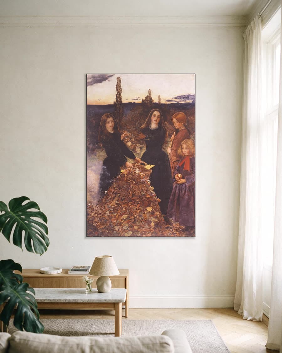 Autumn Leaves (1856) in een aluminium frame aan dezelfde muur
