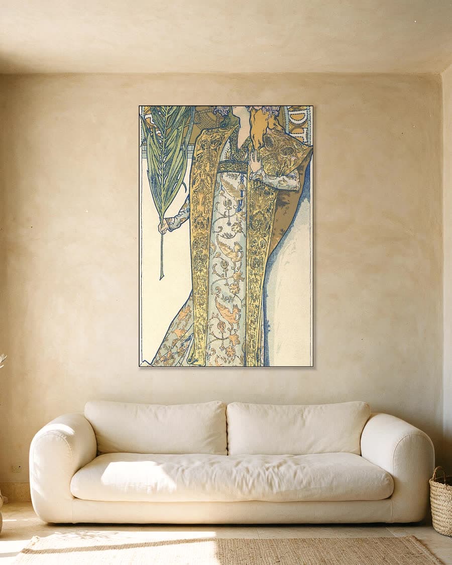 Gismonda in een aluminium frame aan dezelfde muur