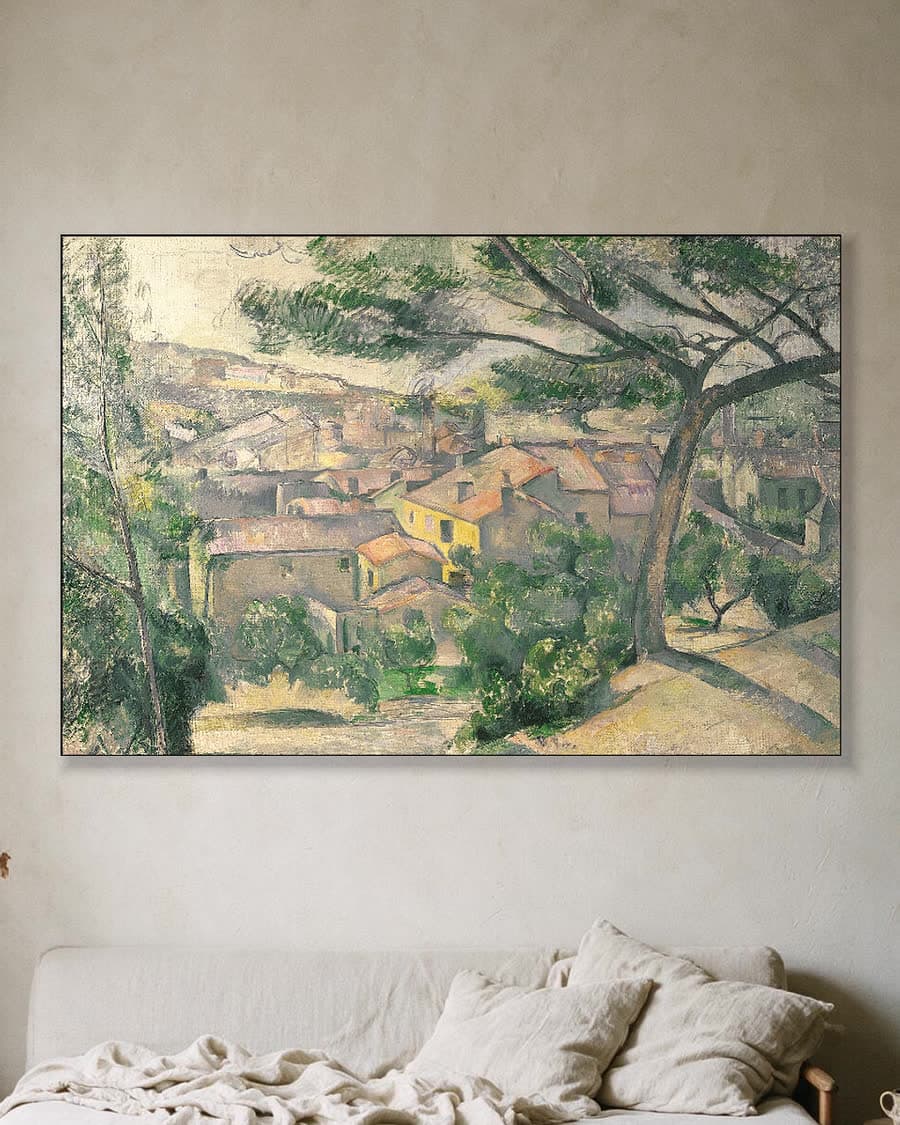Ochtendlicht boven L'Estaque tegen de zon in in een aluminium frame aan dezelfde muur