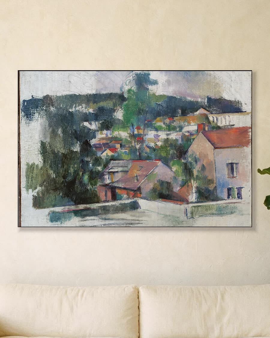 Landschap in een aluminium frame aan dezelfde muur