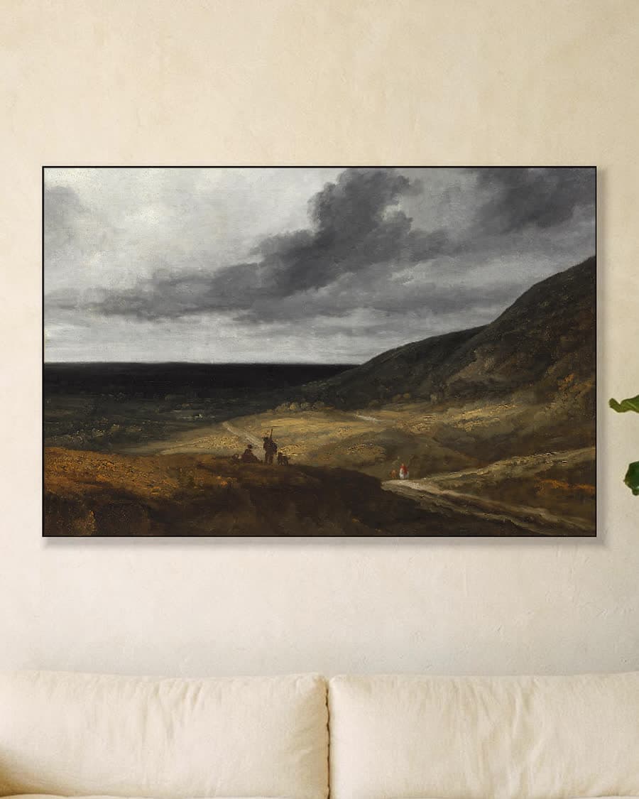 Landschap bij Parijs in een aluminium frame aan dezelfde muur