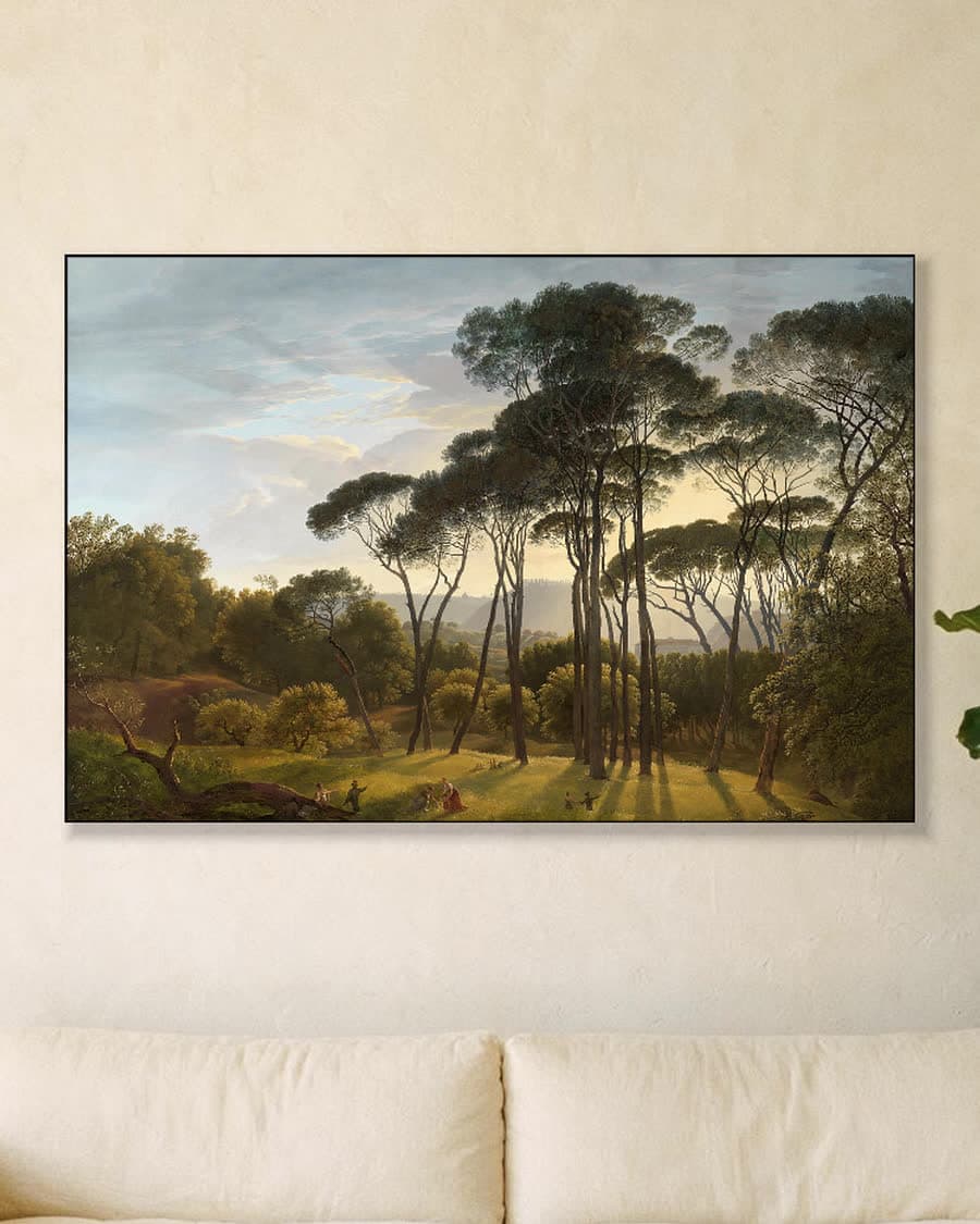 Avondlicht in het bos in een aluminium frame aan dezelfde muur
