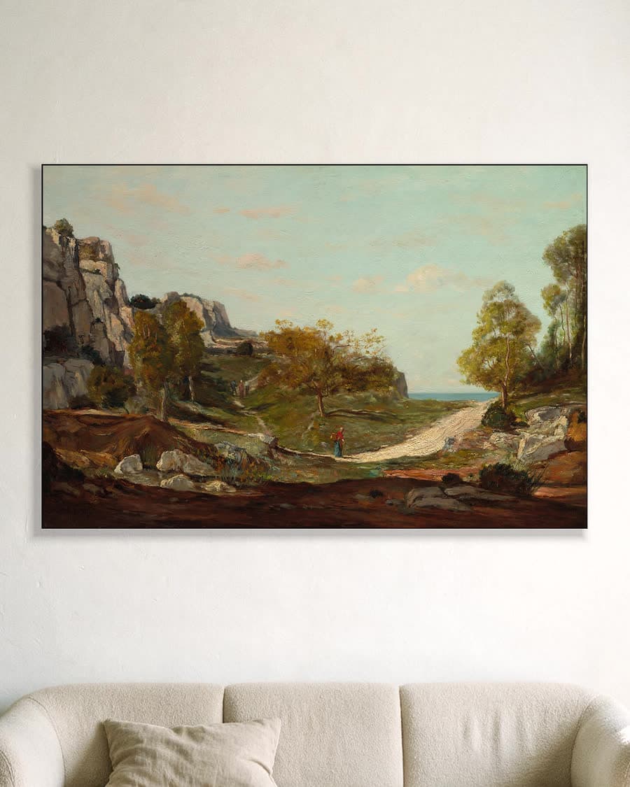 Landschap bij Saint-André, nabij Marseille in een aluminium frame aan dezelfde muur