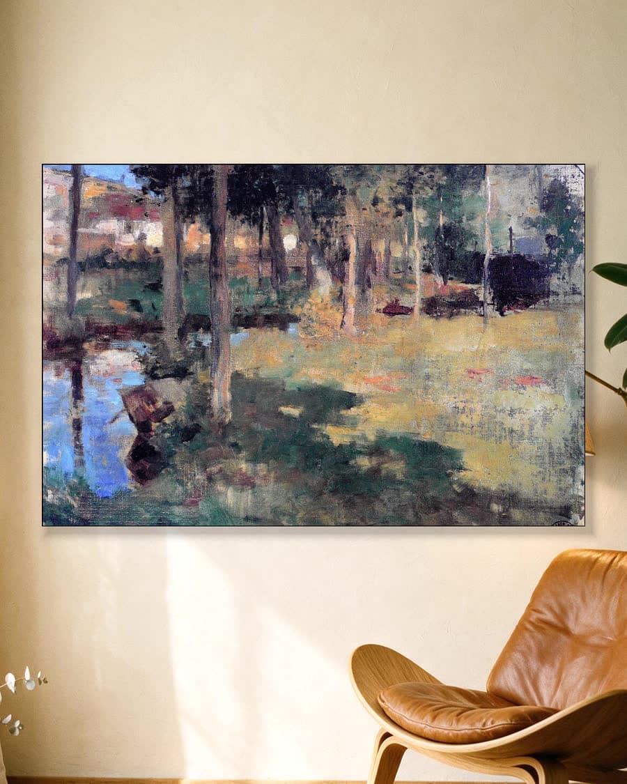 De Epte bij Giverny in een aluminium frame aan dezelfde muur