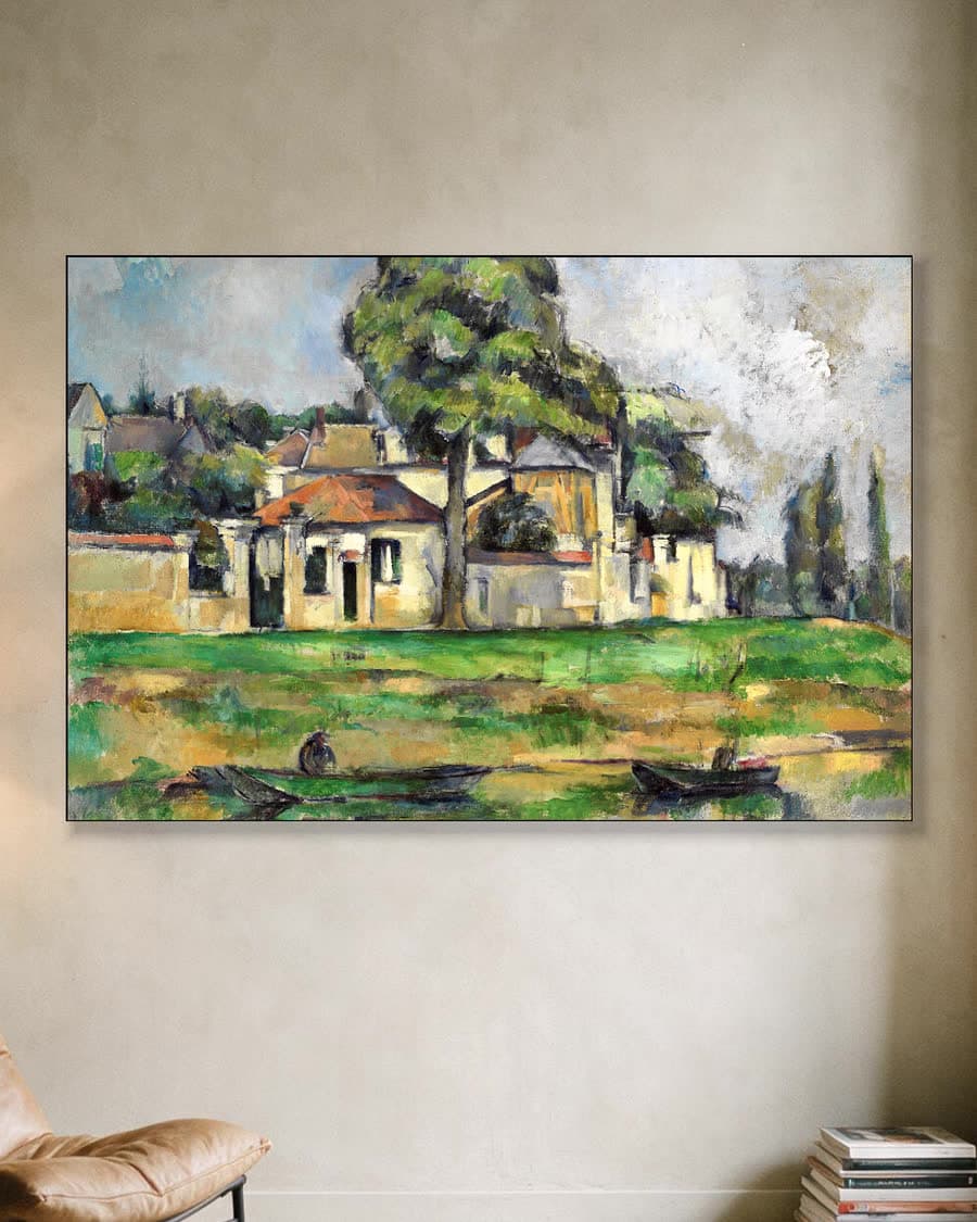 Oevers van de Marne in een aluminium frame aan dezelfde muur