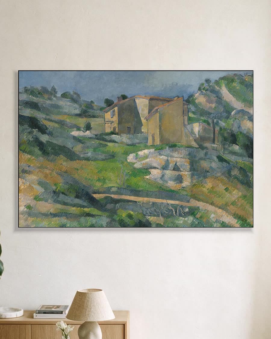 Huizen in de Provence, het Riauxdal bij L'Estaque in een aluminium frame aan dezelfde muur
