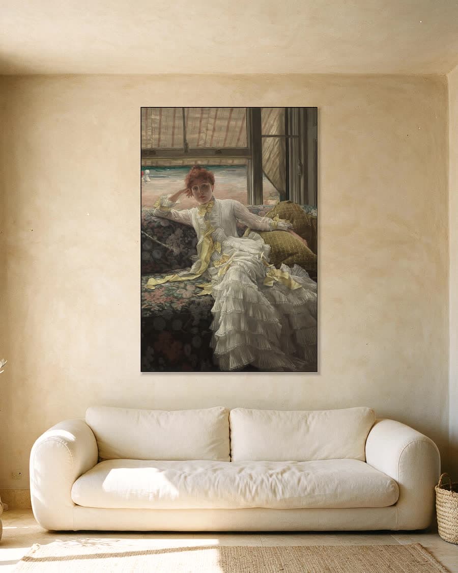 Aan zee in juli in een aluminium frame aan dezelfde muur