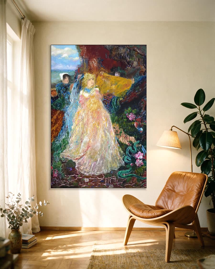 Hetaera (Venus van de zee) in een aluminium frame aan dezelfde muur