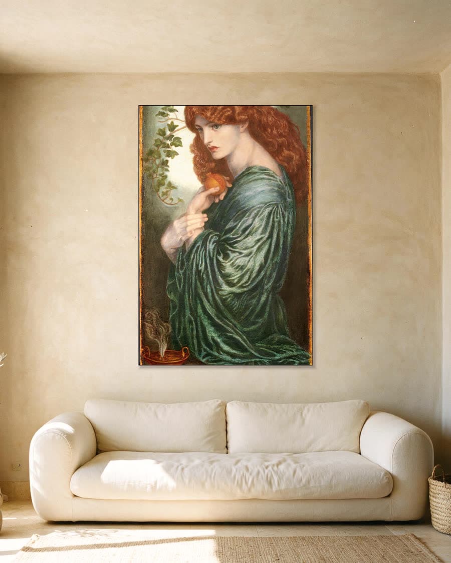 Proserpina in een aluminium frame aan dezelfde muur