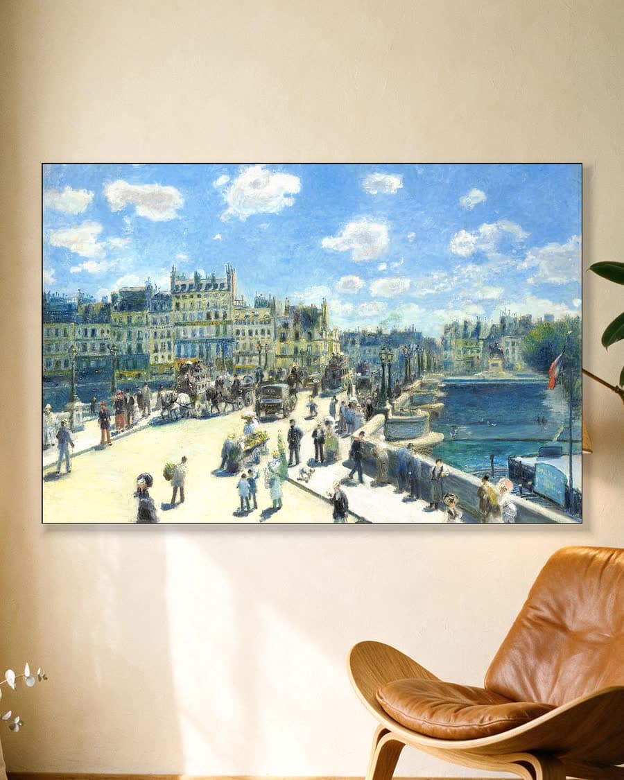 De Pont Neuf, Parijs in een aluminium frame aan dezelfde muur