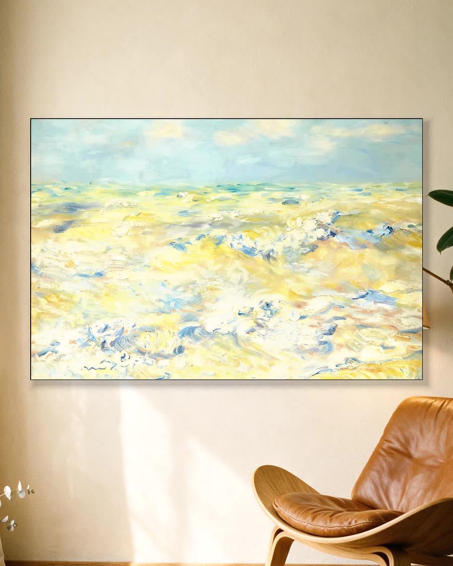 Zeegezicht bij Berneval in een aluminium frame aan dezelfde muur