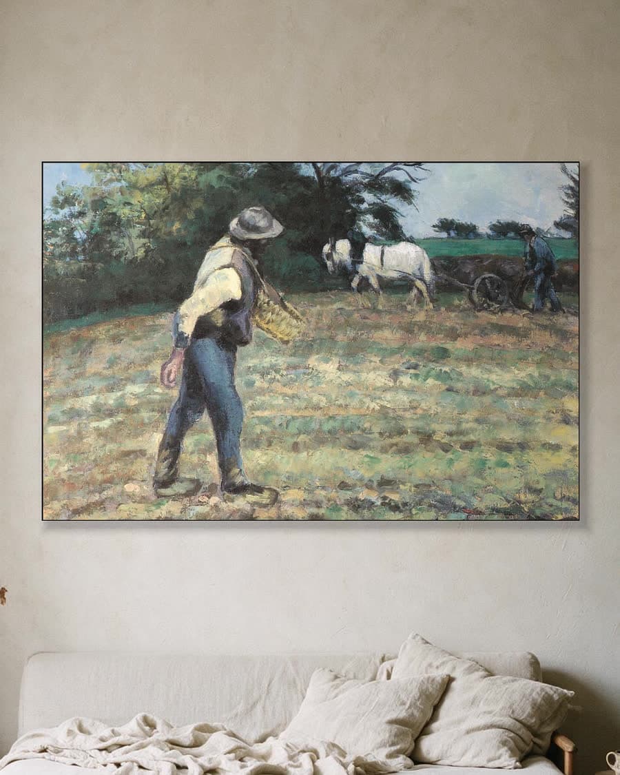 De zaaier, Montfoucault in een aluminium frame aan dezelfde muur