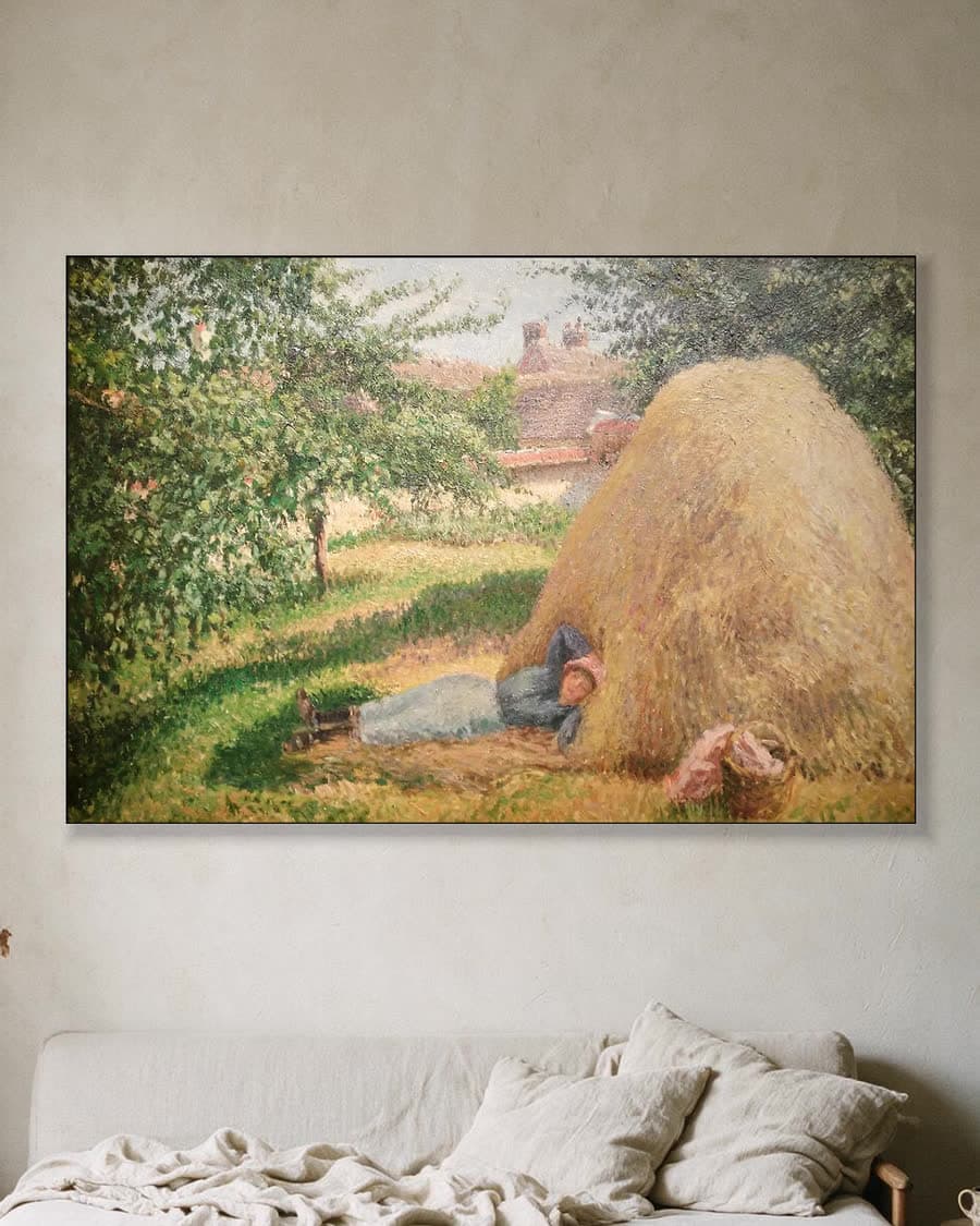 De middagrust, Éragny in een aluminium frame aan dezelfde muur
