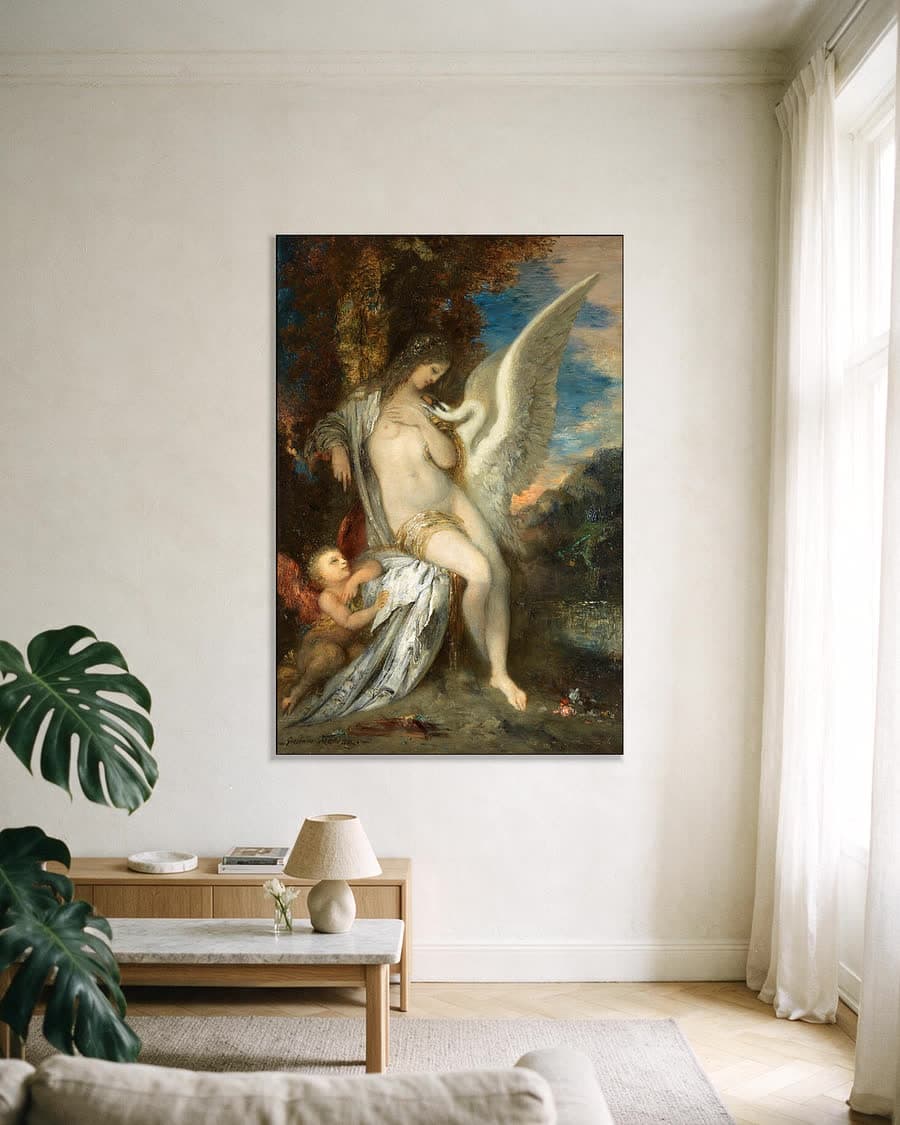 Leda in een aluminium frame aan dezelfde muur