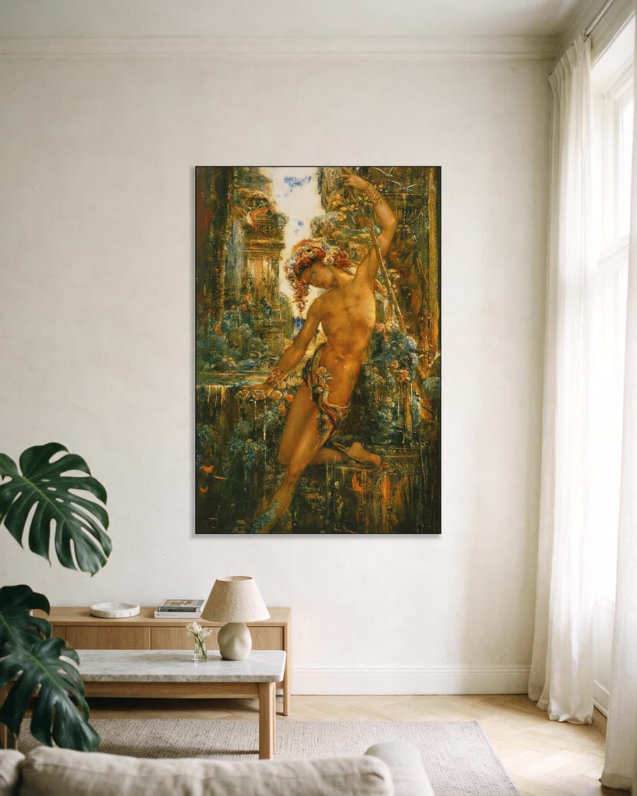 Narcissus in een aluminium frame aan dezelfde muur