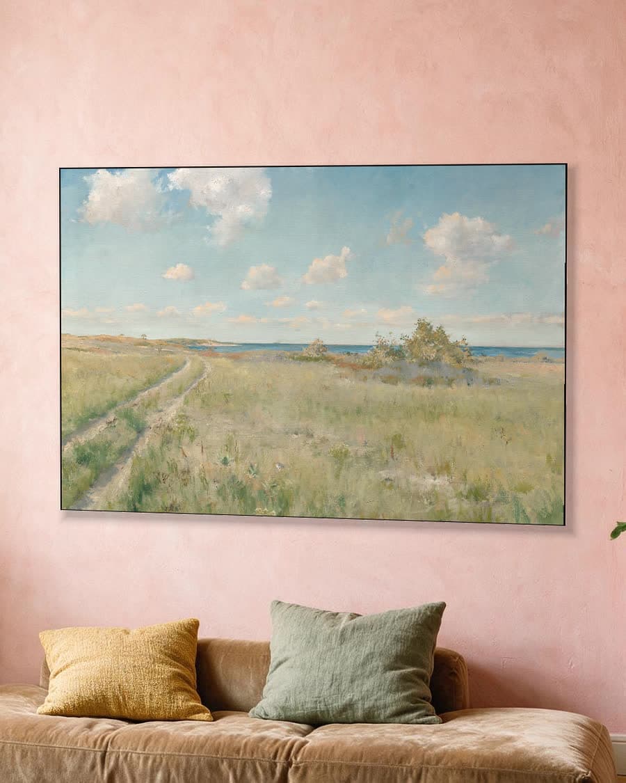 De oude weg naar zee in een aluminium frame aan dezelfde muur