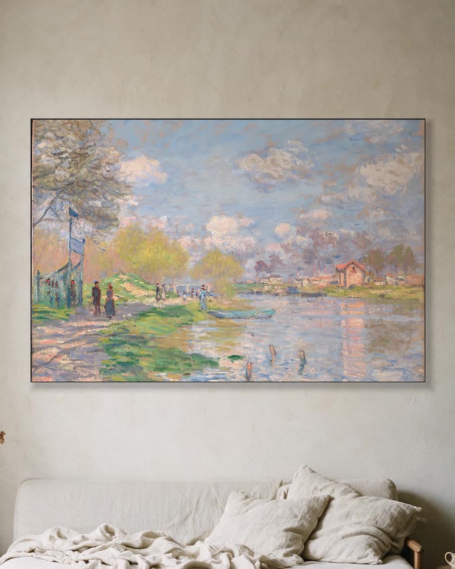 Lente aan de Seine in een aluminium frame aan dezelfde muur