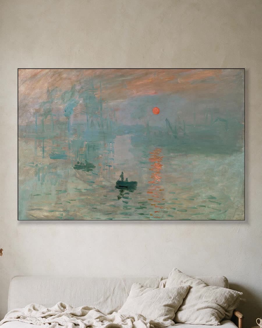 Impressie, zonsopgang in een aluminium frame aan dezelfde muur