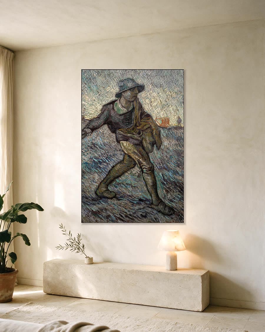 De zaaier in een aluminium frame aan dezelfde muur