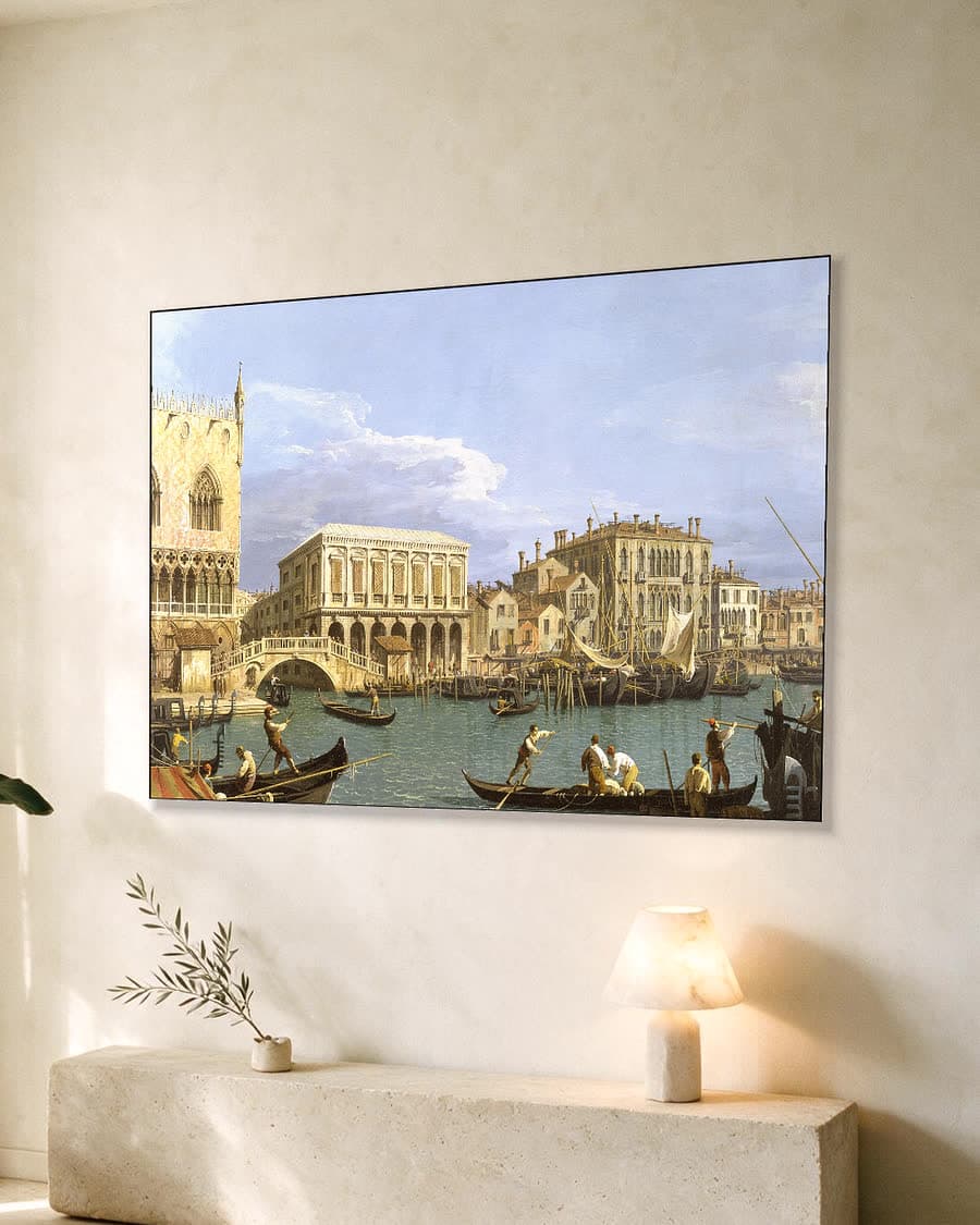 Levendig Canal Grande Venetië in een aluminium frame aan dezelfde muur