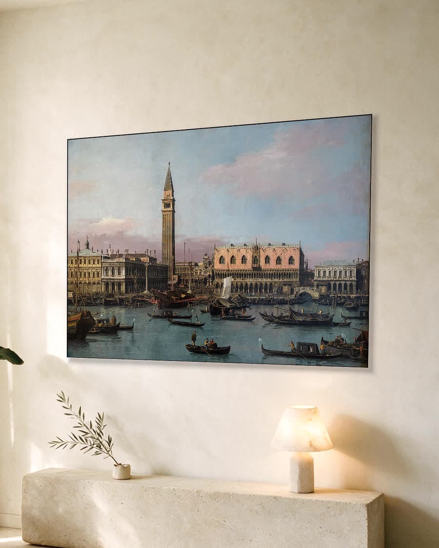 Gezicht op de Grand Canal Venetië in een aluminium frame aan dezelfde muur