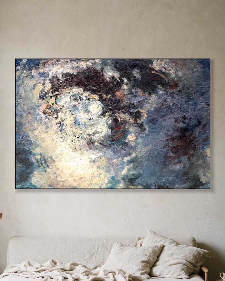 Licht door de Wolken in een aluminium frame aan dezelfde muur