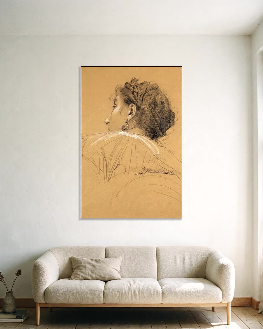 Vriendinnen (Die Freundinnen) in een aluminium frame aan dezelfde muur