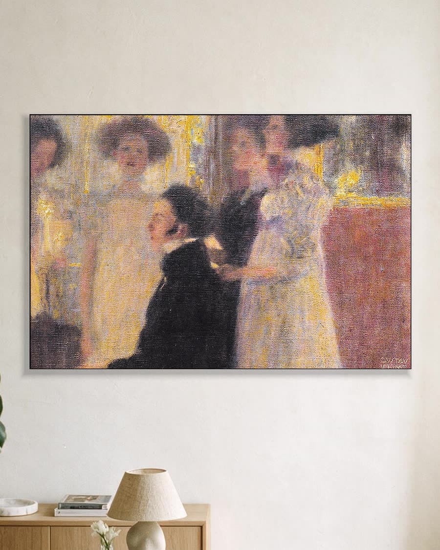 Schubert aan de piano in een aluminium frame aan dezelfde muur