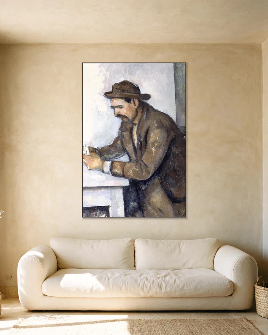 De kaartspeler in een aluminium frame aan dezelfde muur