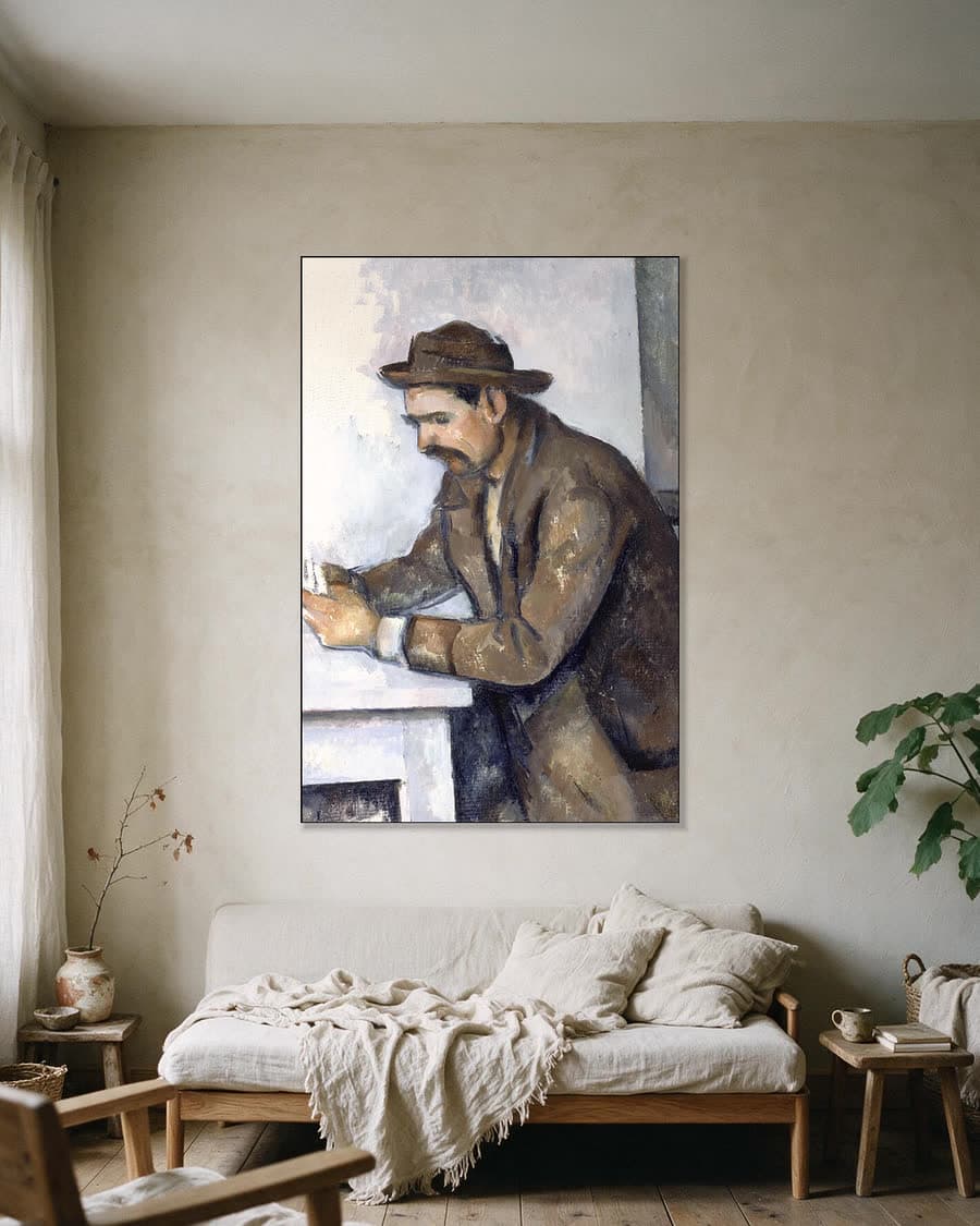 De kaartspeler in een aluminium frame aan dezelfde muur