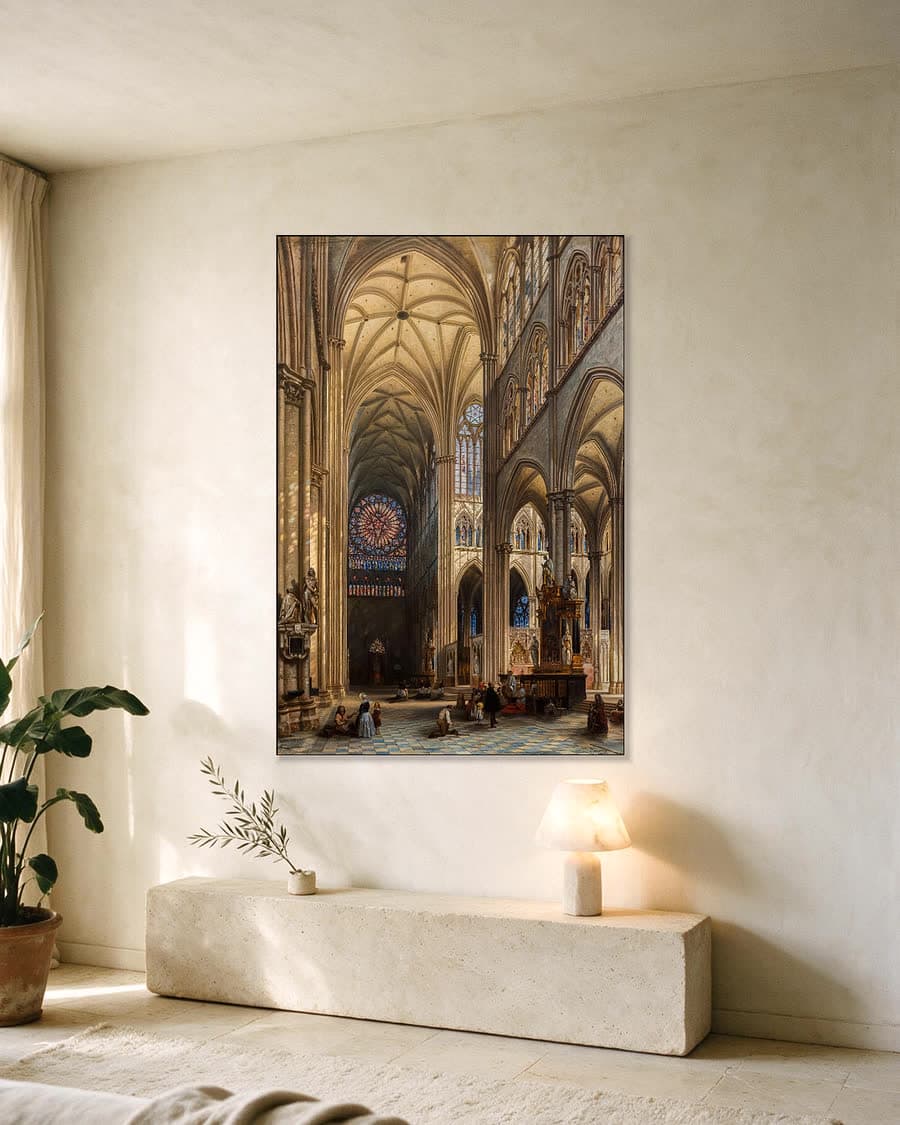 Majestueuze Kathedraal Interieur in een aluminium frame aan dezelfde muur