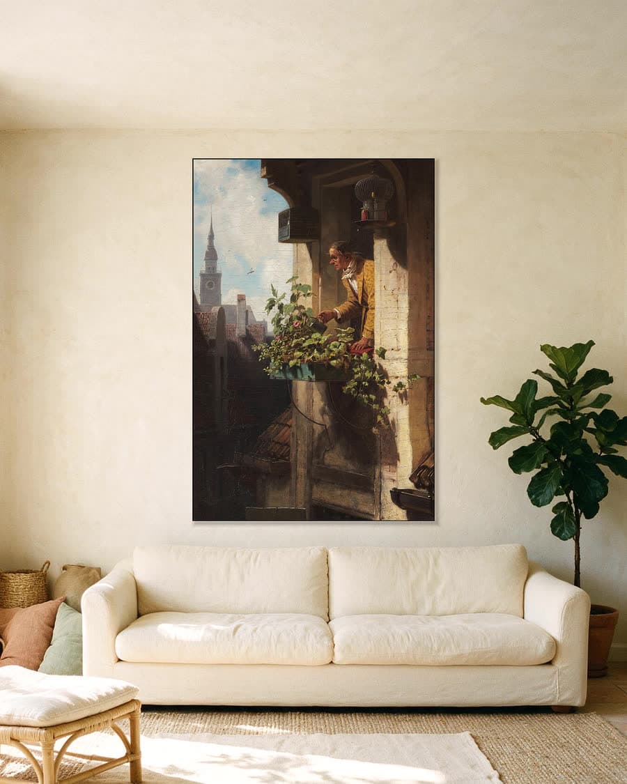 Man aan het raam in een aluminium frame aan dezelfde muur