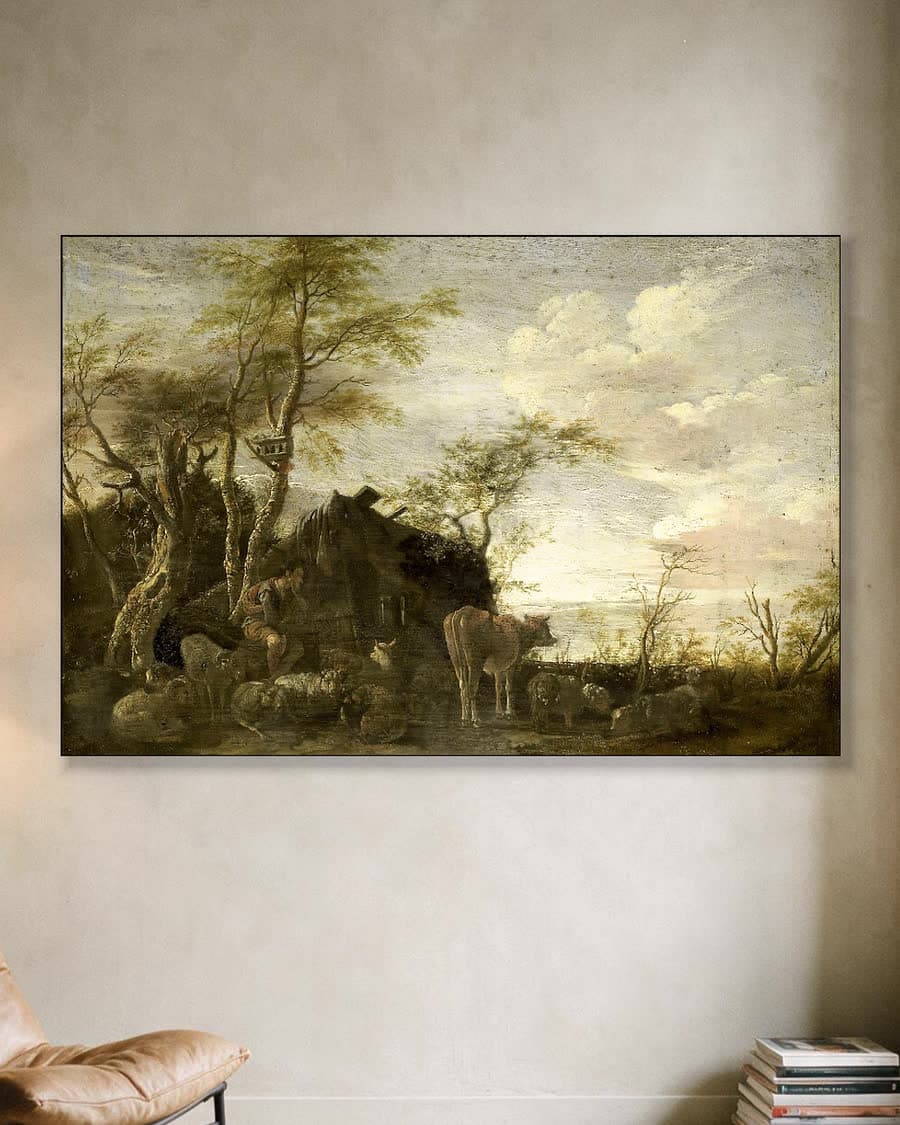 De herdershut in een aluminium frame aan dezelfde muur