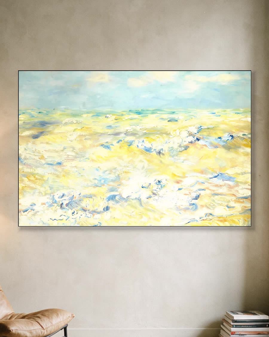 Zeegezicht bij Berneval in een aluminium frame aan dezelfde muur