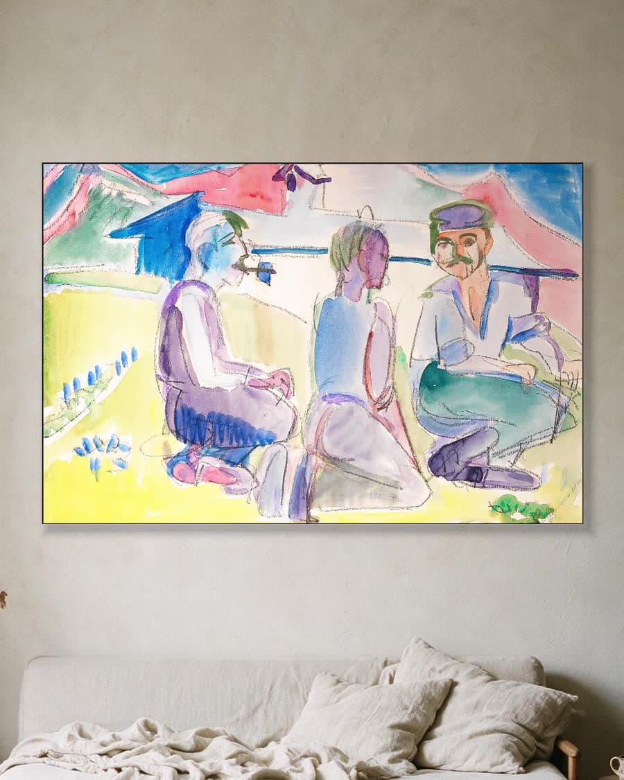 Zittende boeren in een aluminium frame aan dezelfde muur